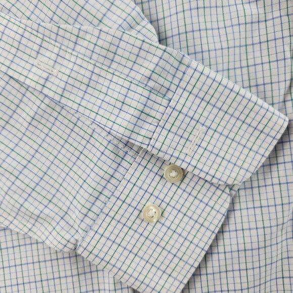 Brooks Brothers Regent 16.5 4/5 Cotton Non-Iron Blue and Green Check Long Sleeve - Picture 4 of 16